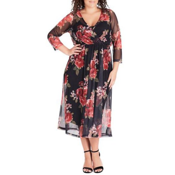 City Chic Dresses & Skirts - City Chic Women's Plus Trendy Floral-print Dress